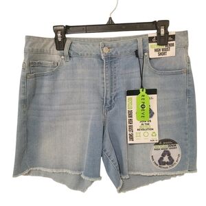d. jeans Embroidered (Roses) Denim High Waist Shorts w/ Frayed Hem - 12 - NWT